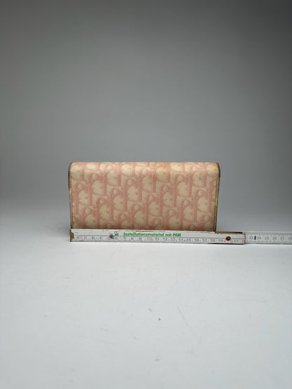 Vintage Dior oblique saddle leather wallet pink