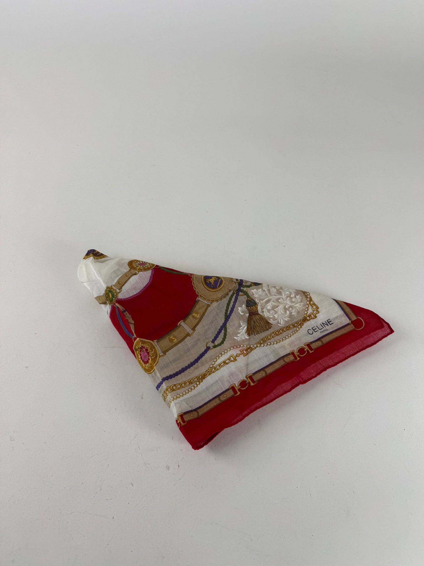 Vintage Celine Cloth Red white golden