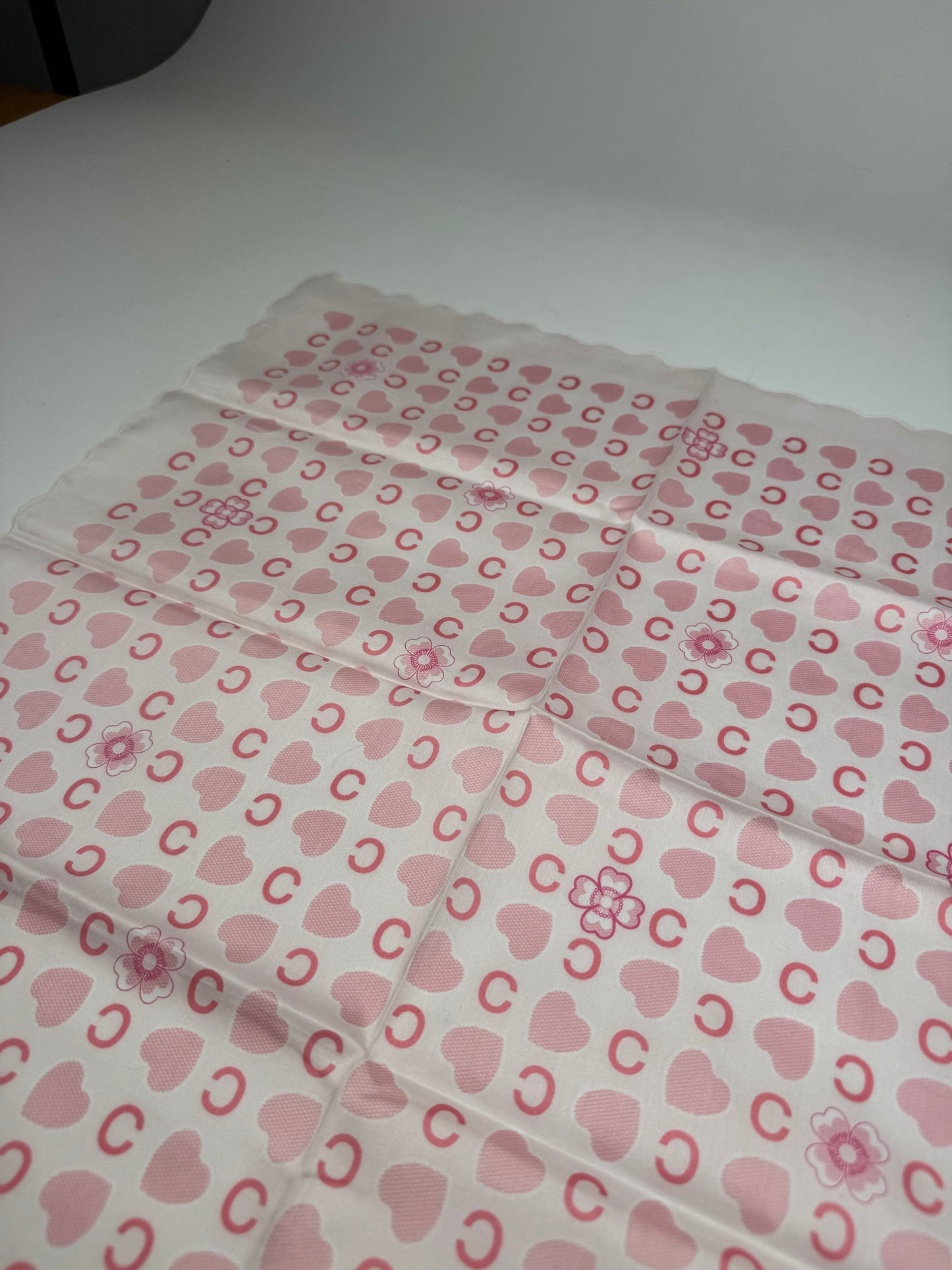Vintage Celine Monogram Scarf White Pink