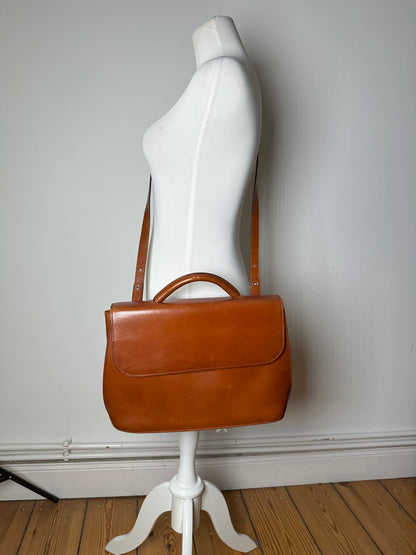 Vintage Issey Miyake Leather Shoulder Bag Chestnut Brown