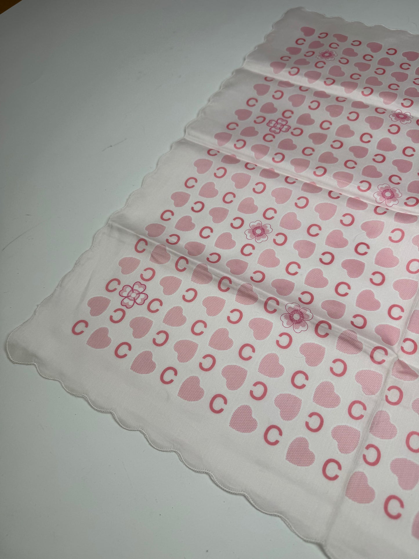 Vintage Celine Monogram Scarf White Pink