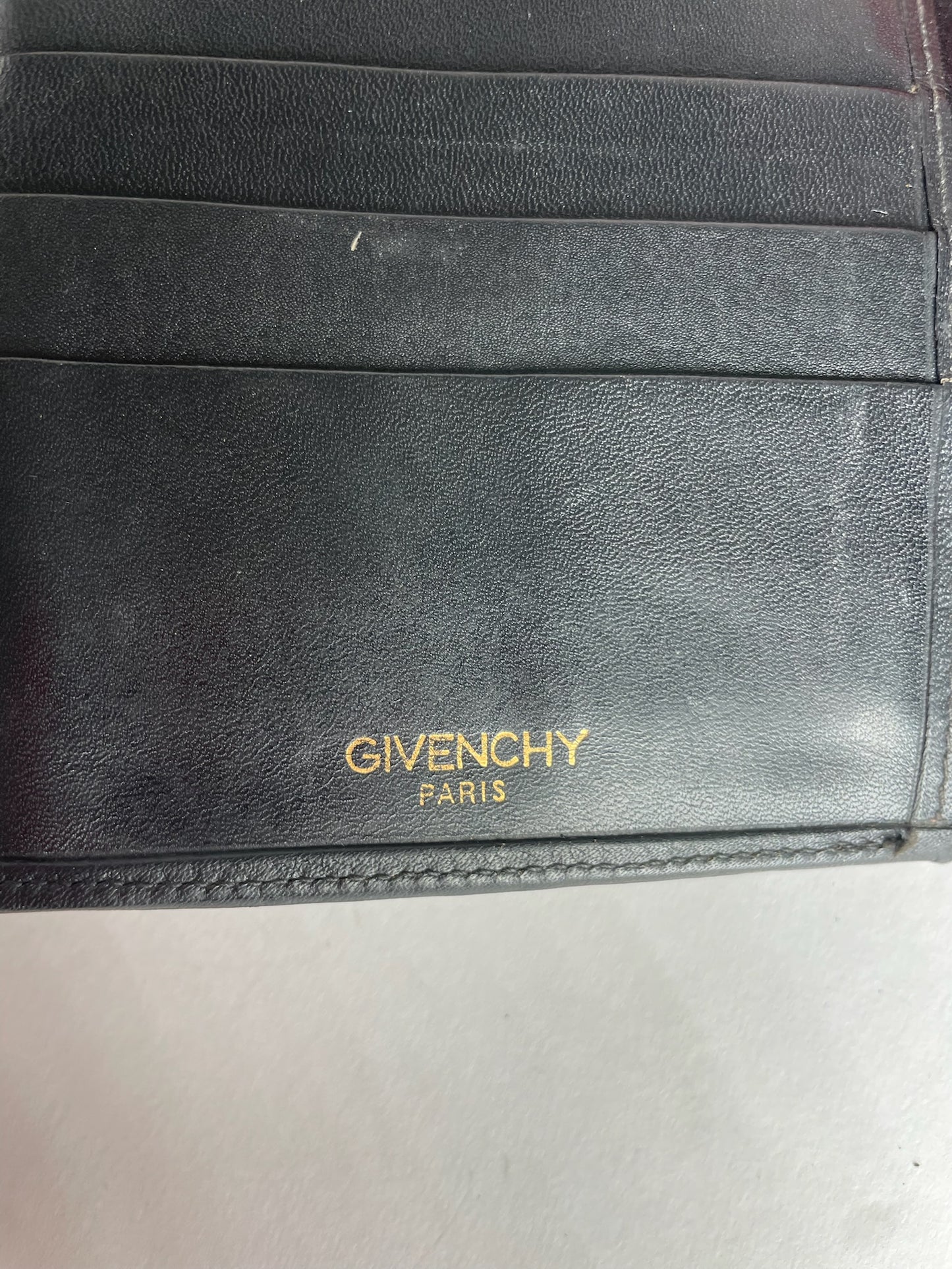 Vintage Givenchy Abstract Leather Wallet Grey Black
