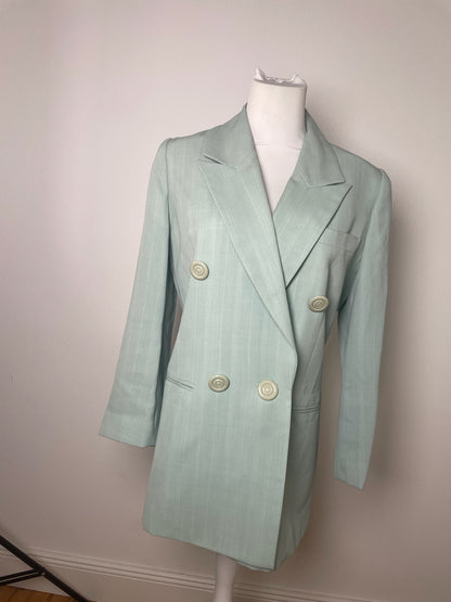 Vintage Dior wool Blazer / Trench turquoise M