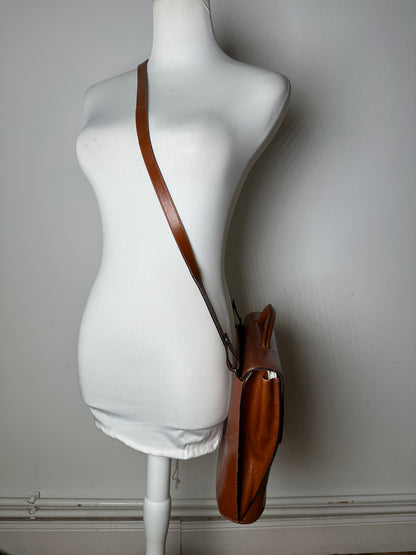 Vintage Issey Miyake Leather Shoulder Bag Chestnut Brown