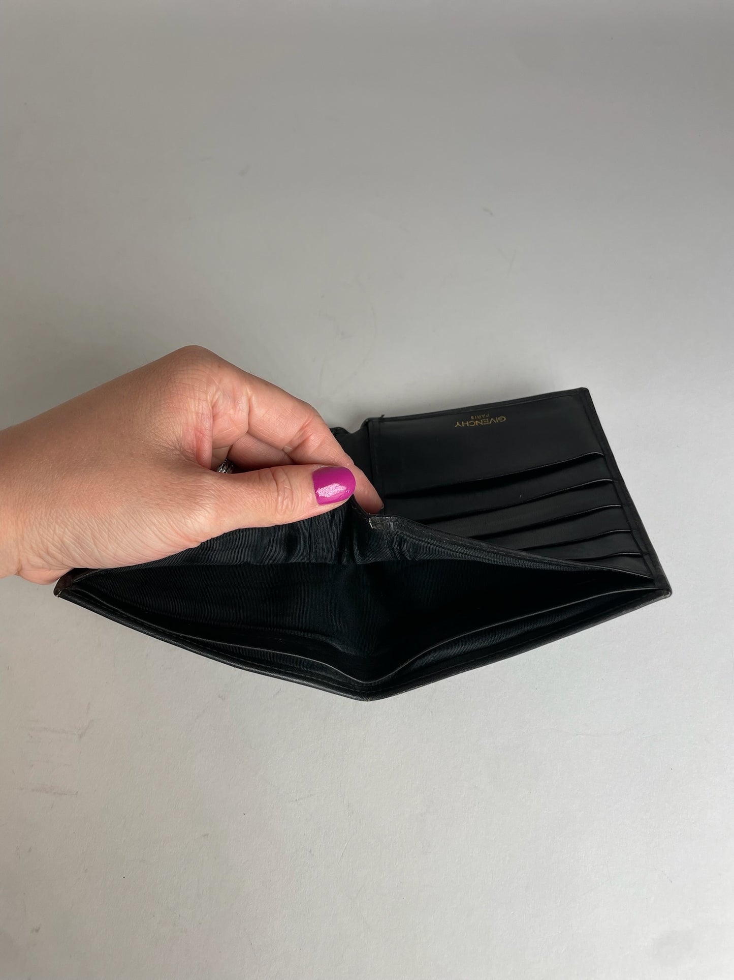 Vintage Givenchy Abstract Leather Wallet Grey Black
