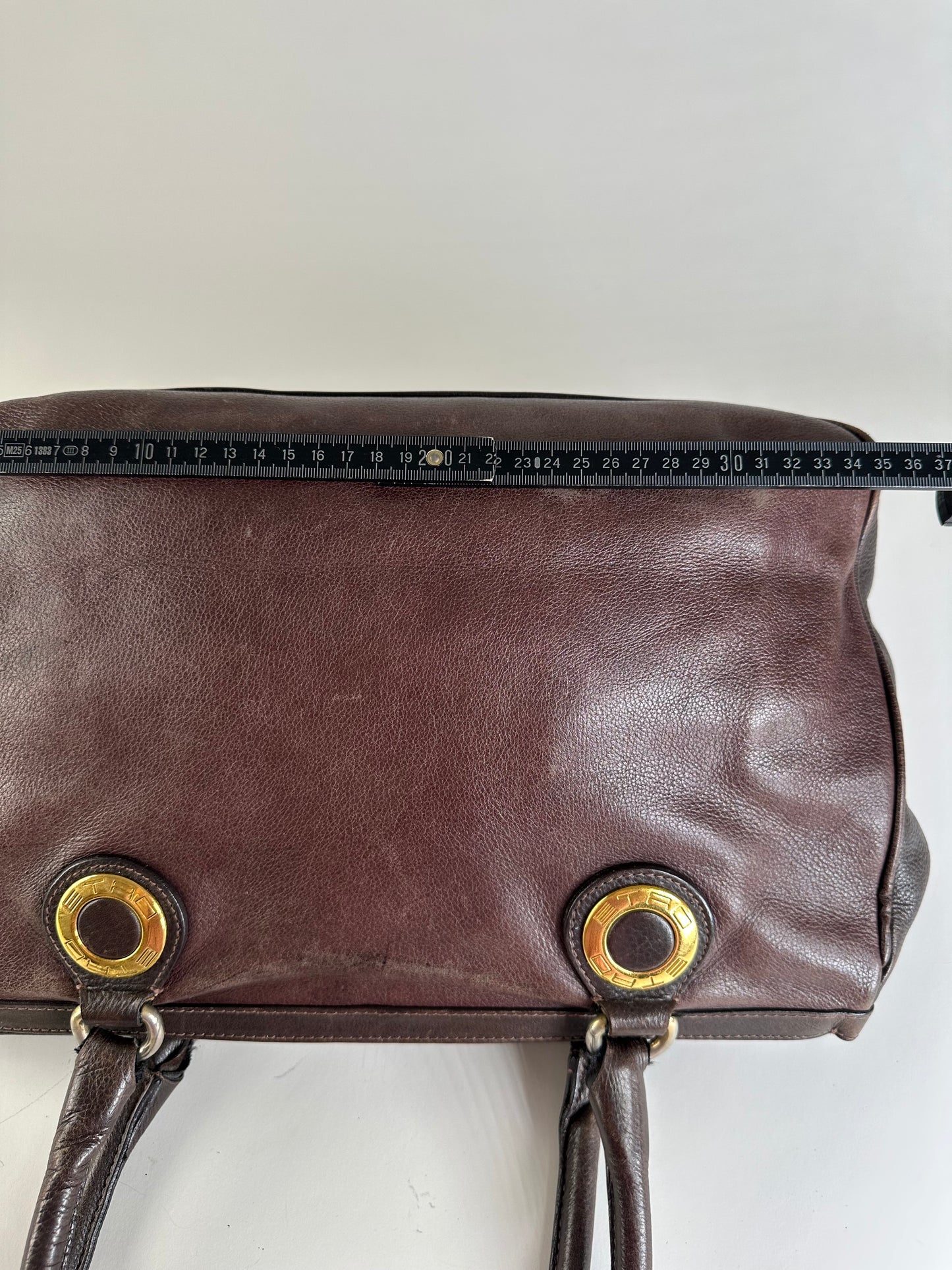 Vintage Etro Structured Leather Handbag Dark Brown Gold