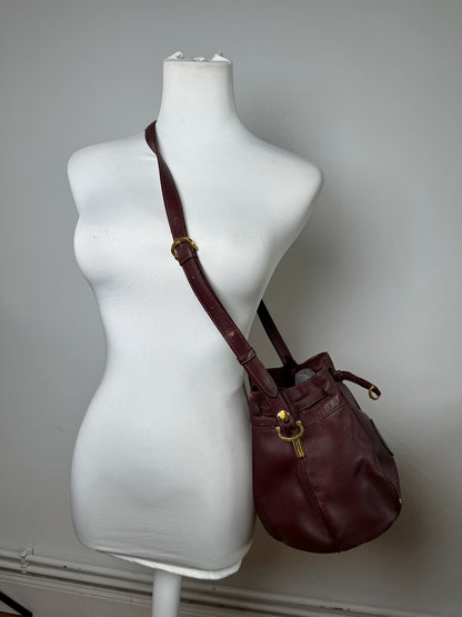 Vintage Cartier Must de Cartier Sac Seau Leather Crossbody Bucket Bag Bordeaux