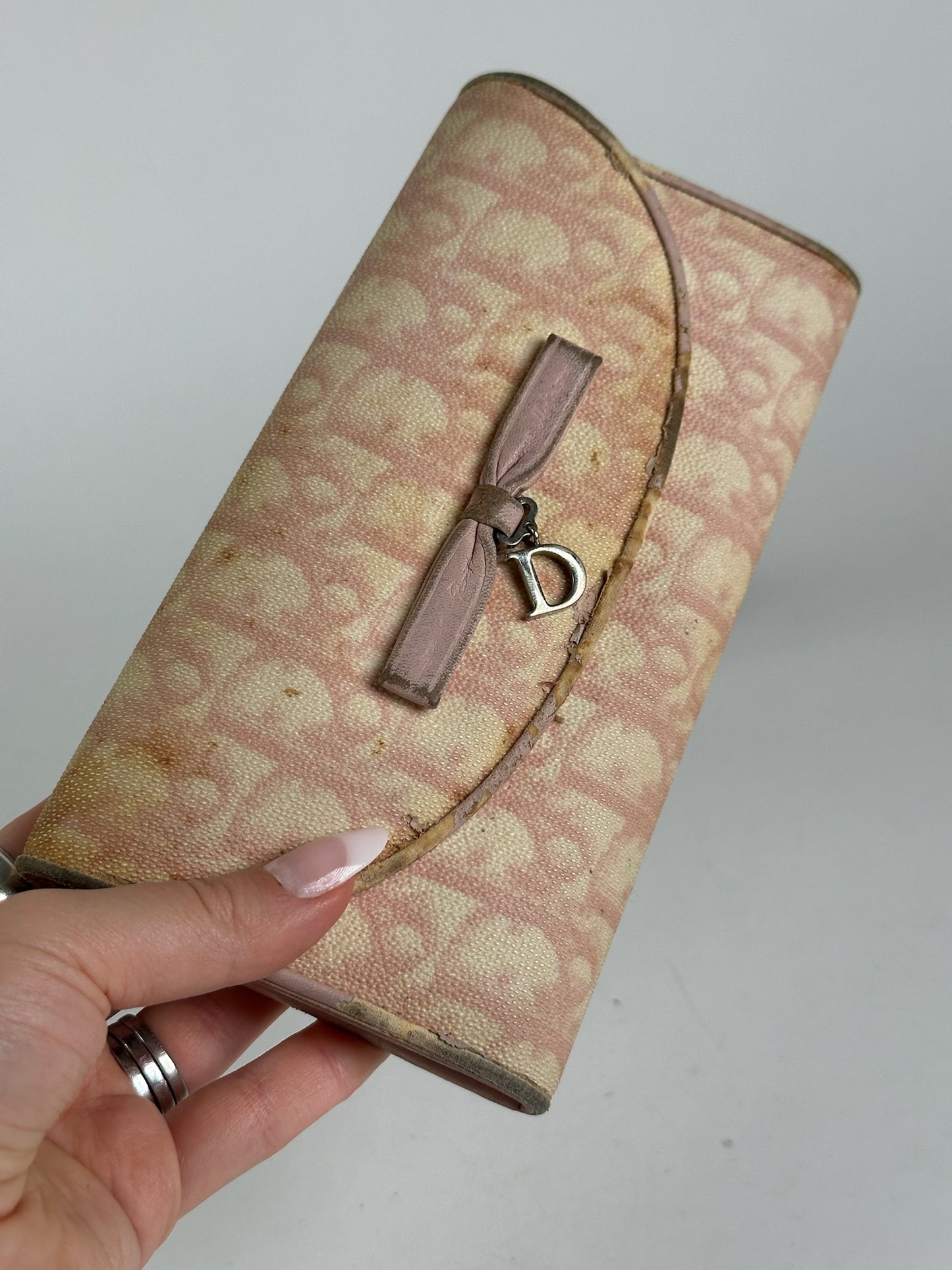 Vintage Dior oblique saddle leather wallet pink