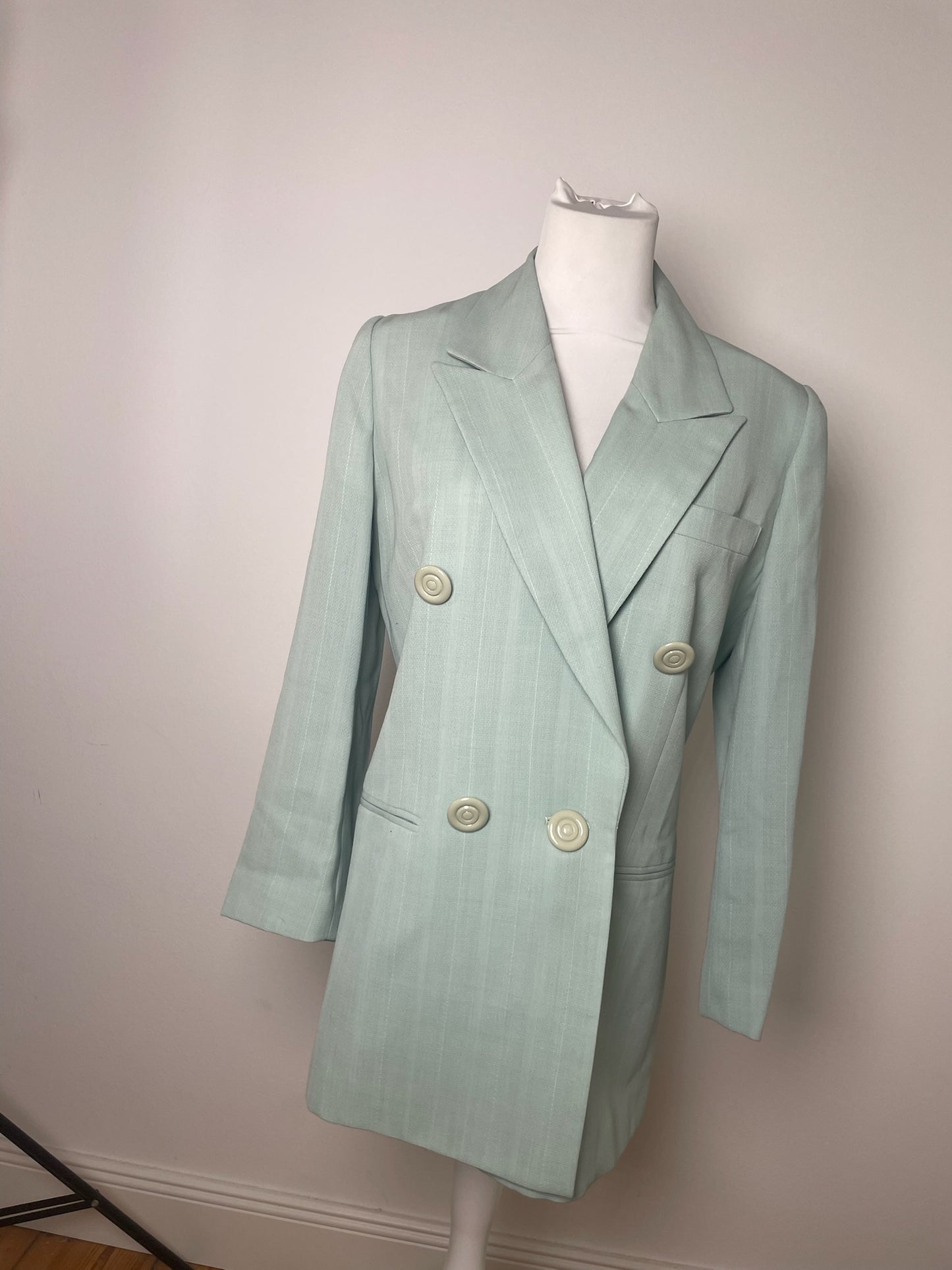 Vintage Dior wool Blazer / Trench turquoise M