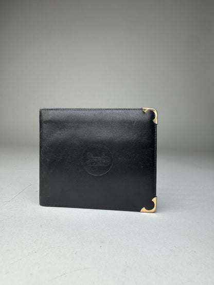 Vintage Celine Paris Calèche Smooth Leather Bifold Wallet Black