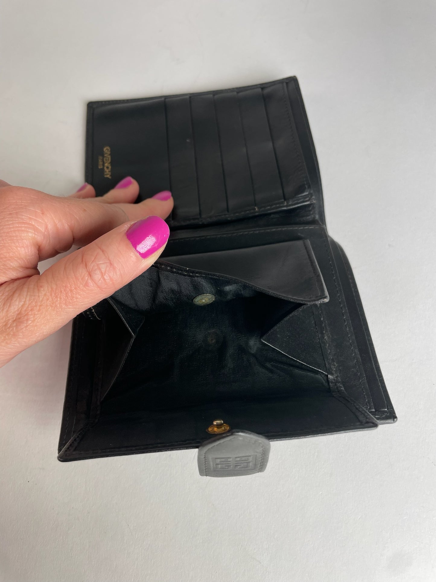 Vintage Givenchy Abstract Leather Wallet Grey Black