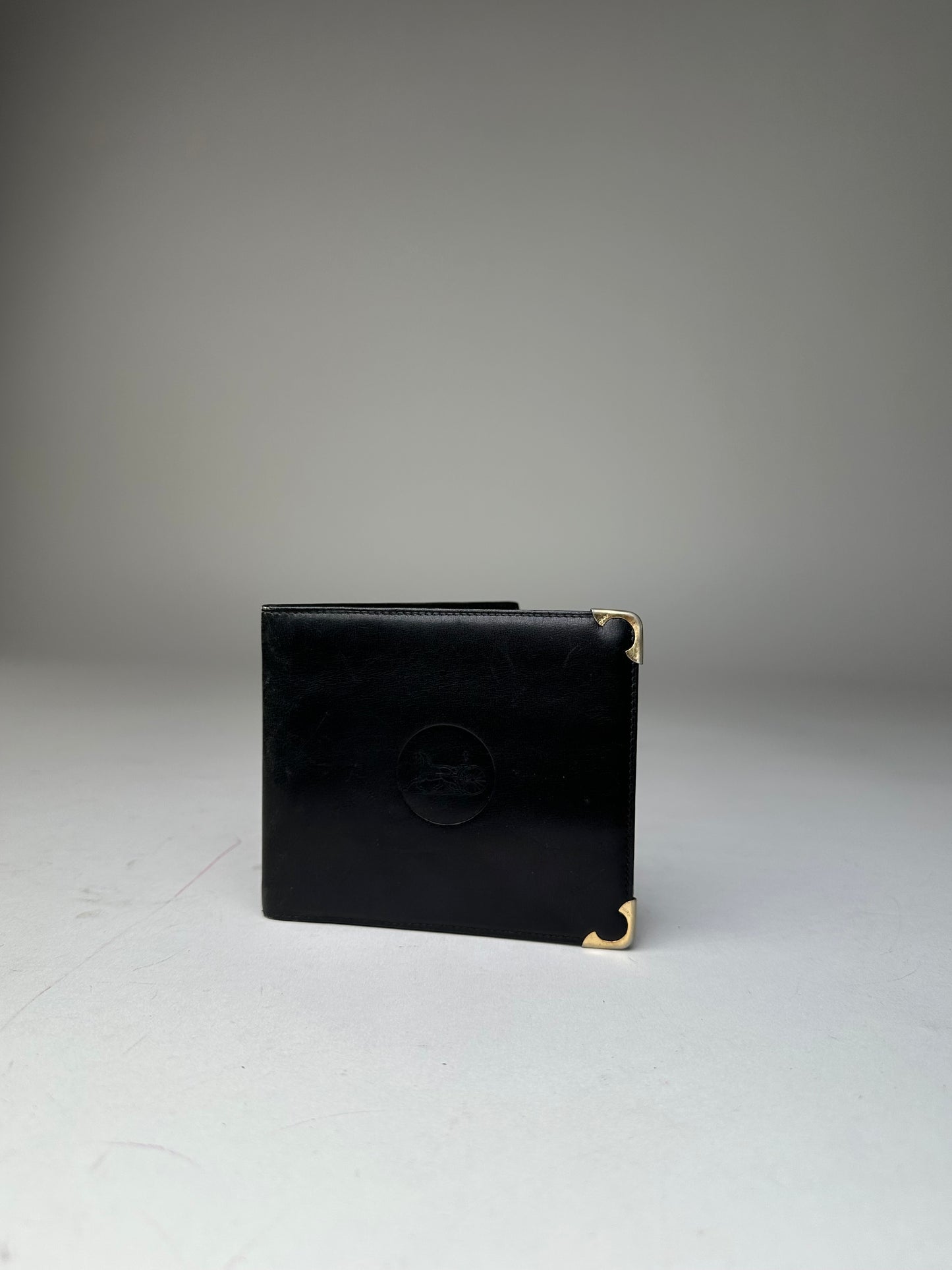 Vintage Celine Paris Calèche Smooth Leather Bifold Wallet Black
