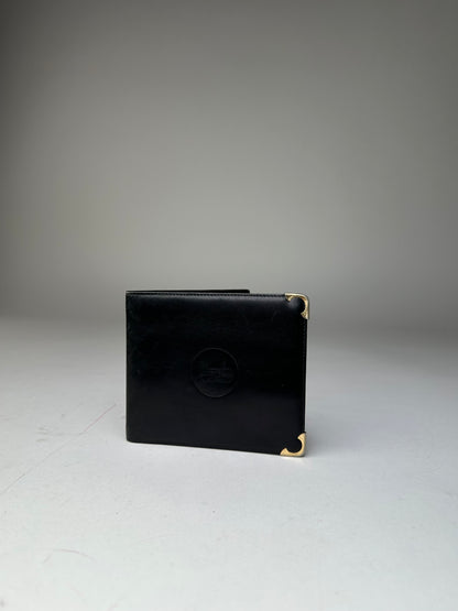 Vintage Celine Paris Calèche Smooth Leather Bifold Wallet Black