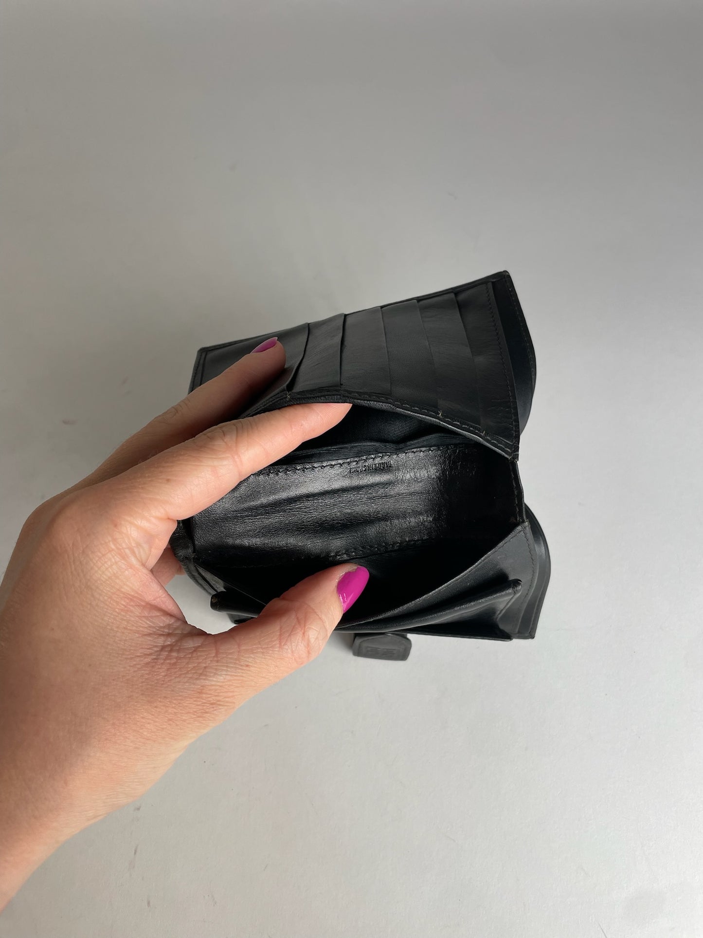 Vintage Givenchy Abstract Leather Wallet Grey Black