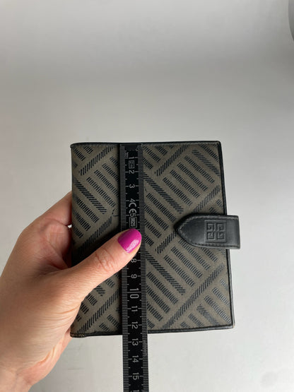 Vintage Givenchy Abstract Leather Wallet Grey Black