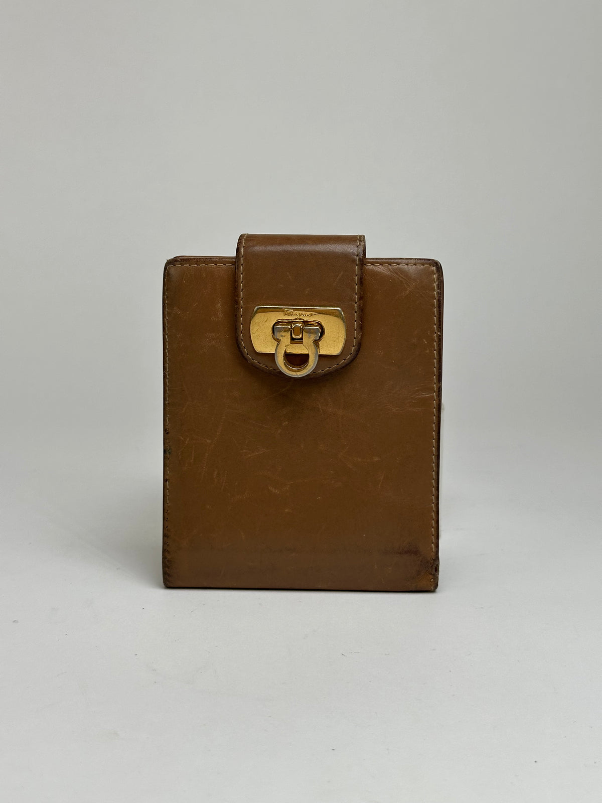 Vintage Salvatore Ferragamo Leather Bifold Wallet Late 1990s Tan