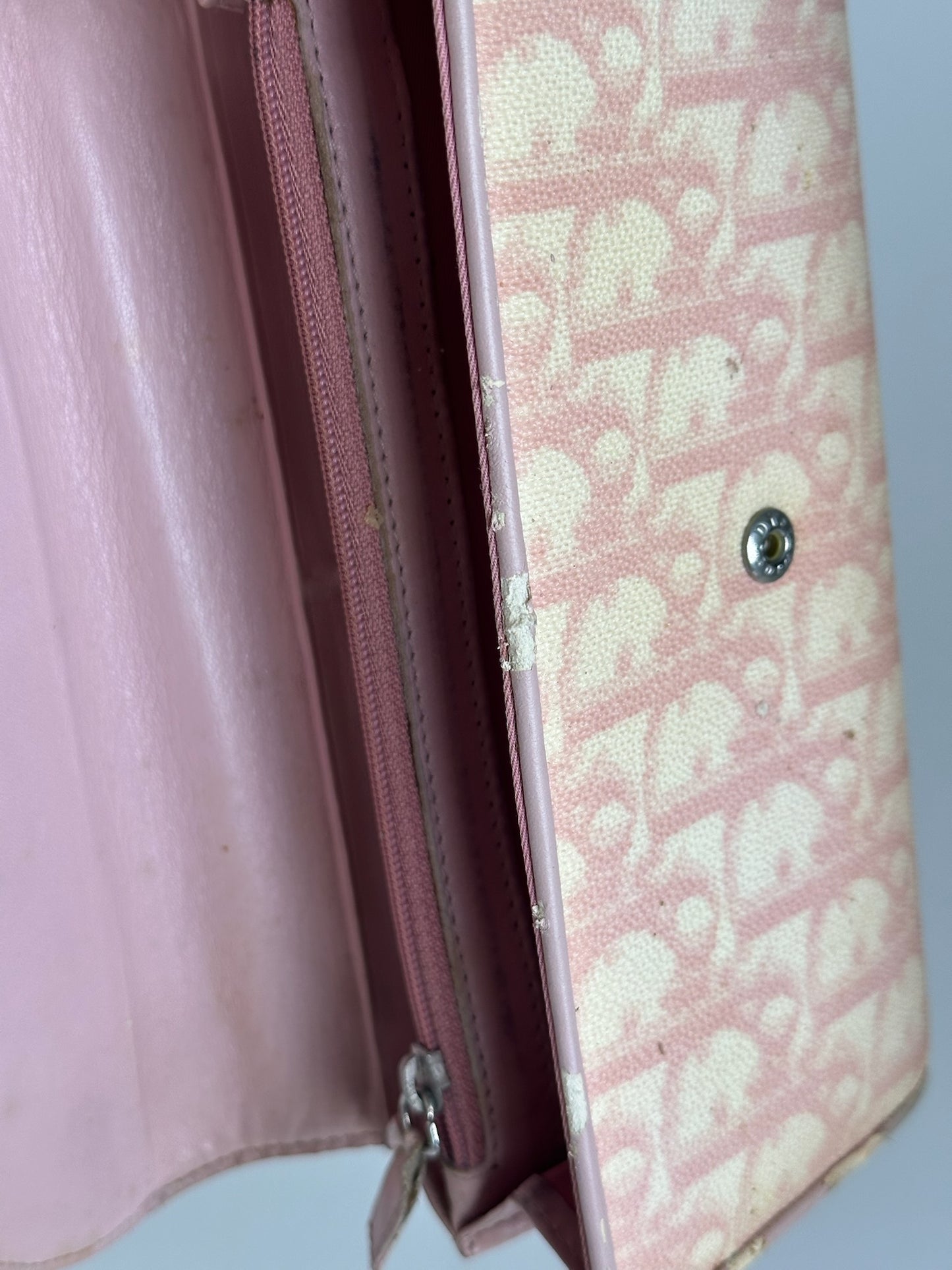 Vintage Dior oblique saddle leather wallet pink