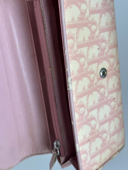 Vintage Dior oblique saddle leather wallet pink
