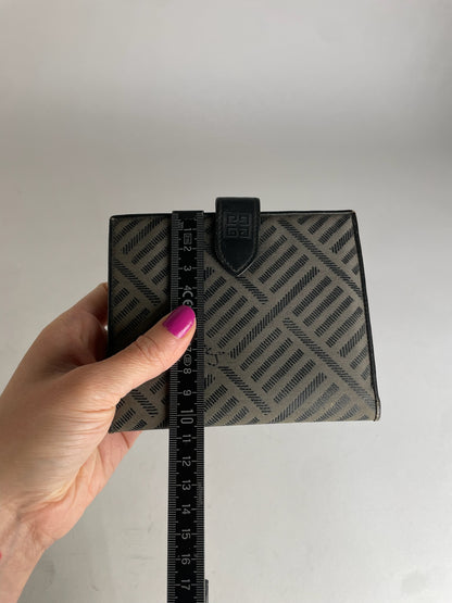 Vintage Givenchy Abstract Leather Wallet Grey Black