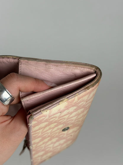 Vintage Dior oblique saddle leather wallet pink