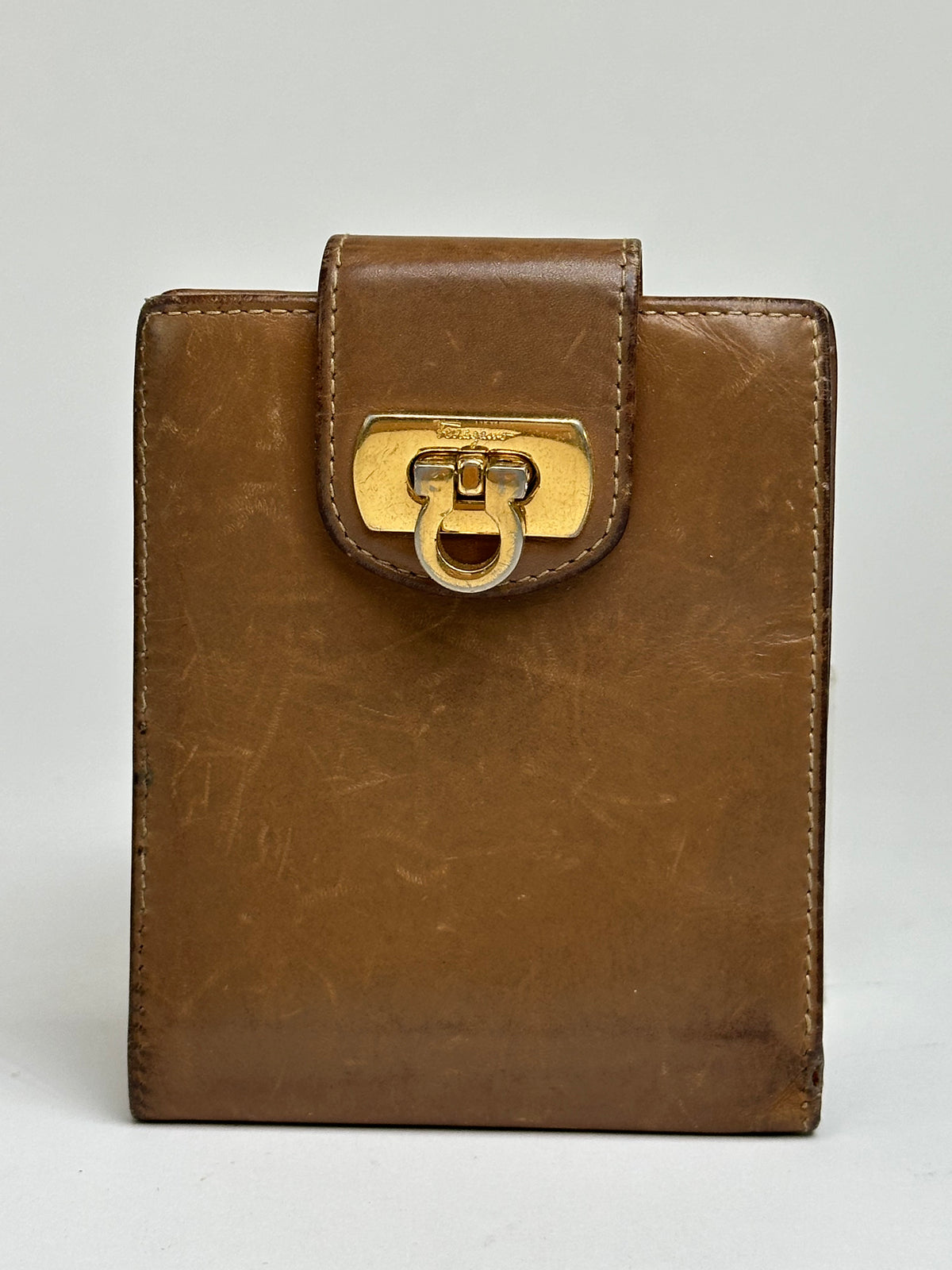 Vintage Salvatore Ferragamo Leather Bifold Wallet Late 1990s Tan