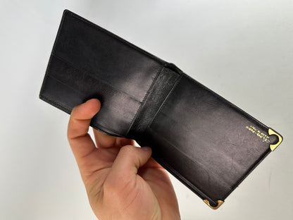 Vintage Celine Paris Calèche Smooth Leather Bifold Wallet Black