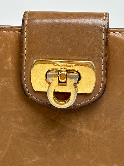 Vintage Salvatore Ferragamo Leather Bifold Wallet Late 1990s Tan