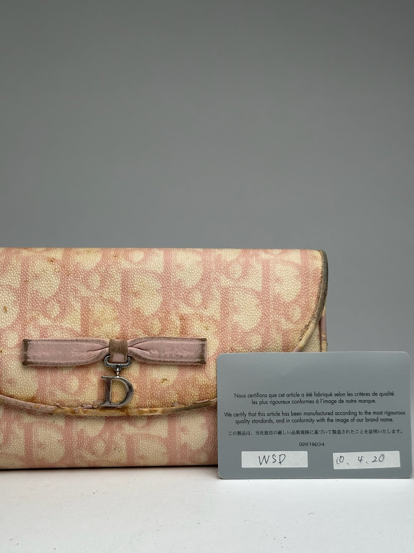 Vintage Dior oblique saddle leather wallet pink