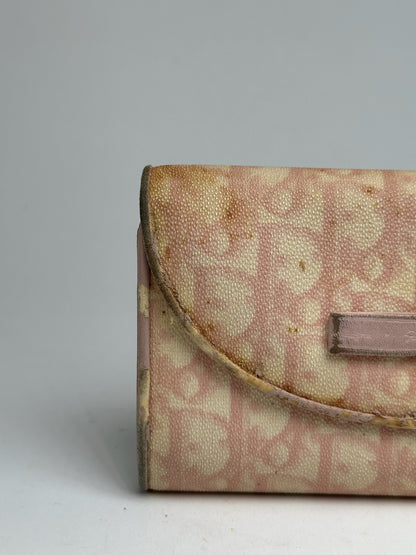 Vintage Dior oblique saddle leather wallet pink