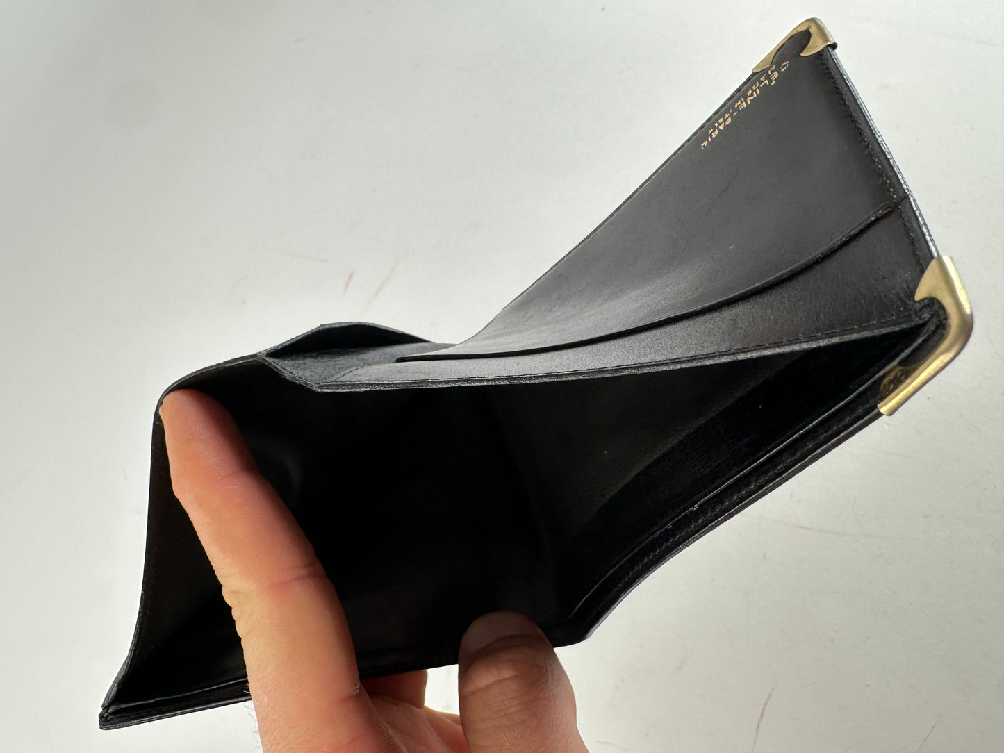 Vintage Celine Paris Calèche Smooth Leather Bifold Wallet Black