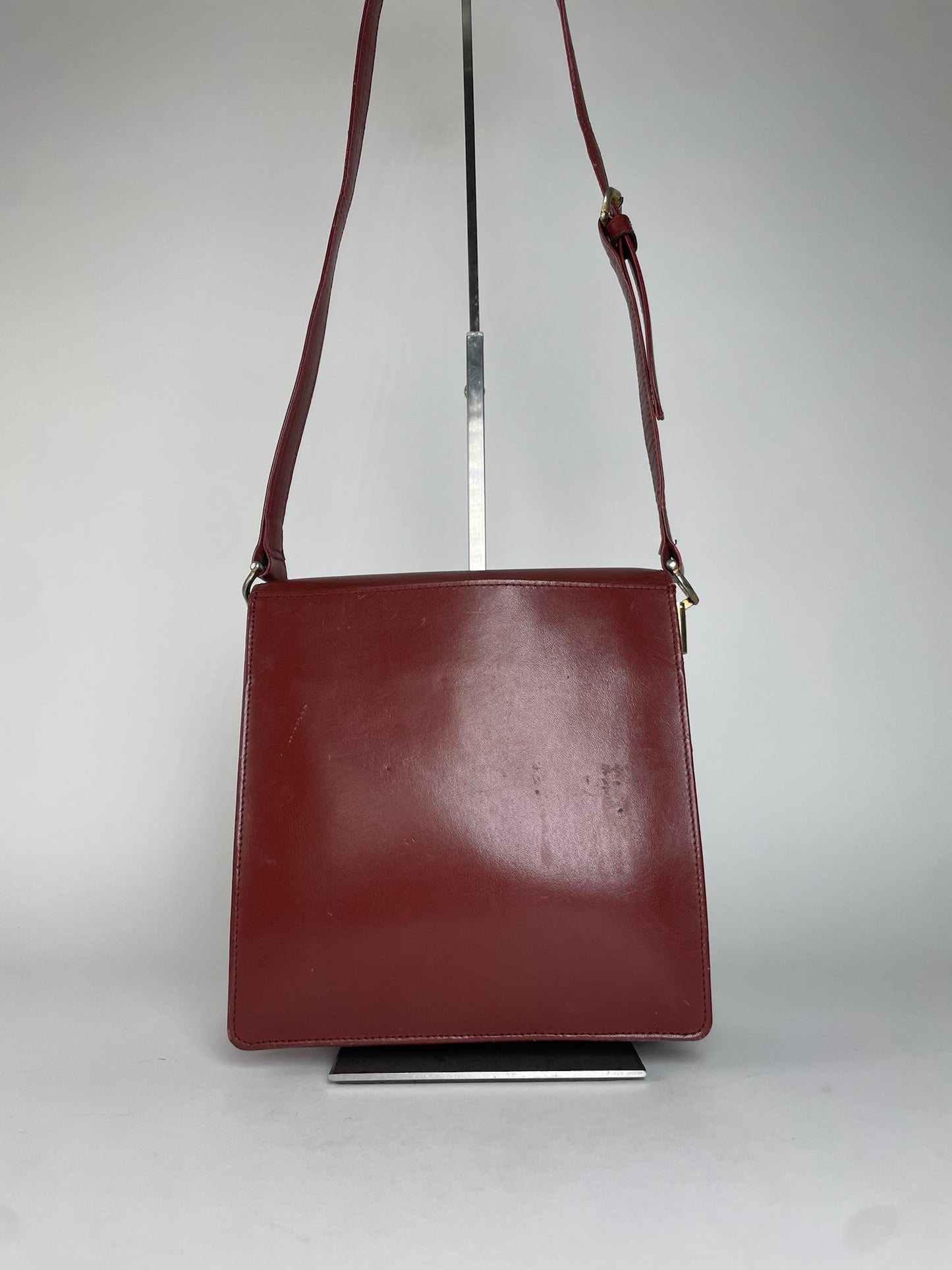 Vintage Cartier Leather Shoulder Bag Burgundy
