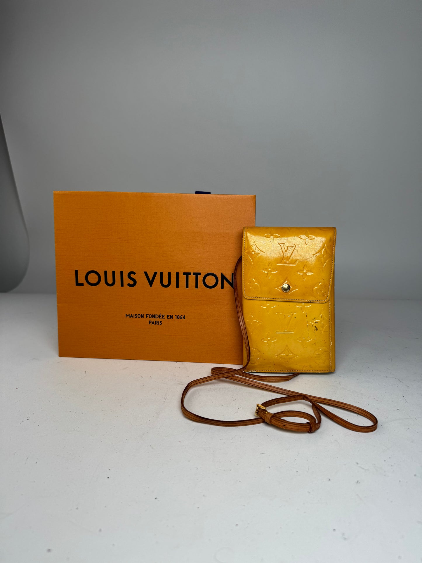 Vintage Louis Vuitton Vernis Leather Messenger Bag Yellow