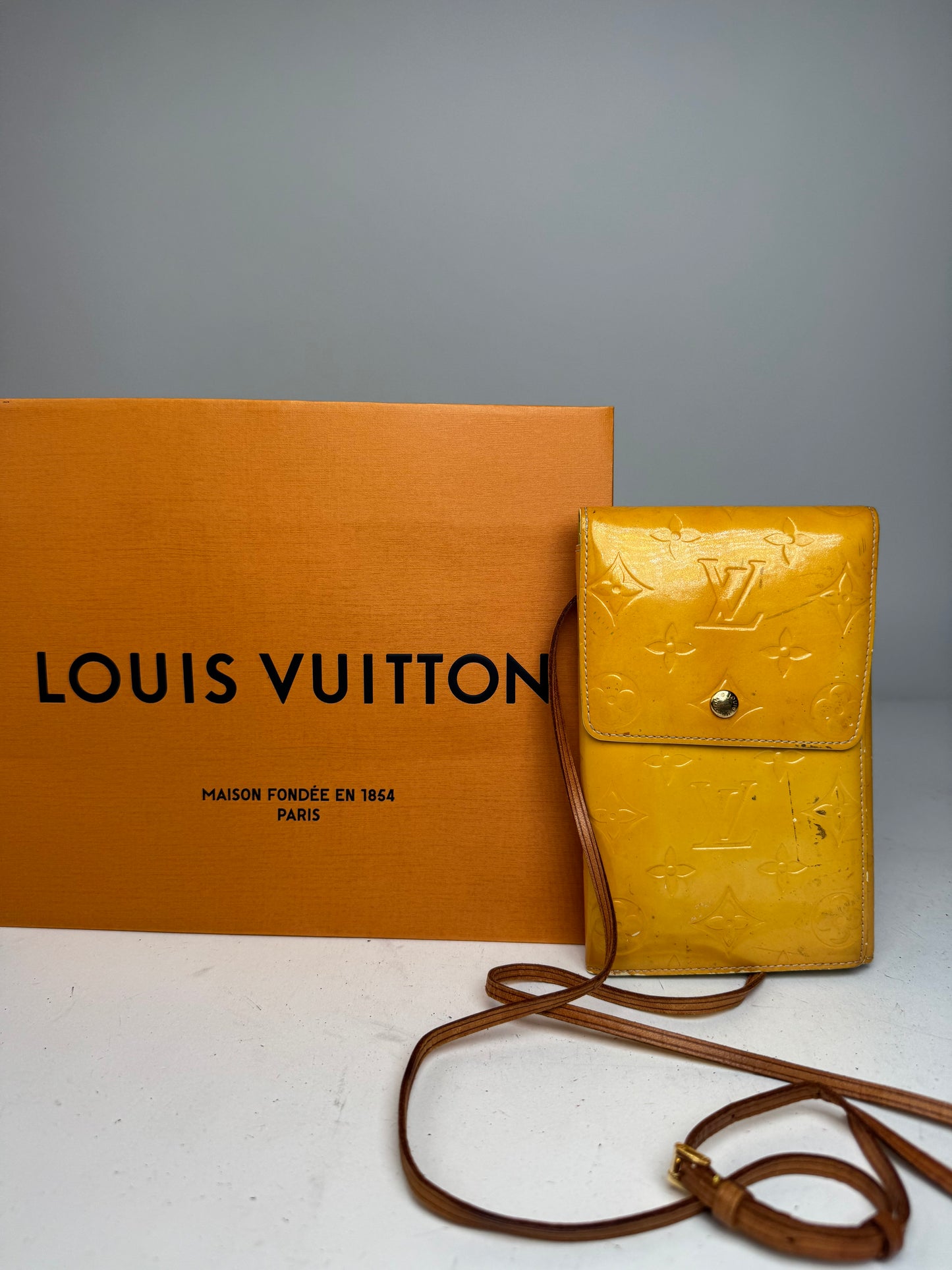 Vintage Louis Vuitton Vernis Leather Messenger Bag Yellow