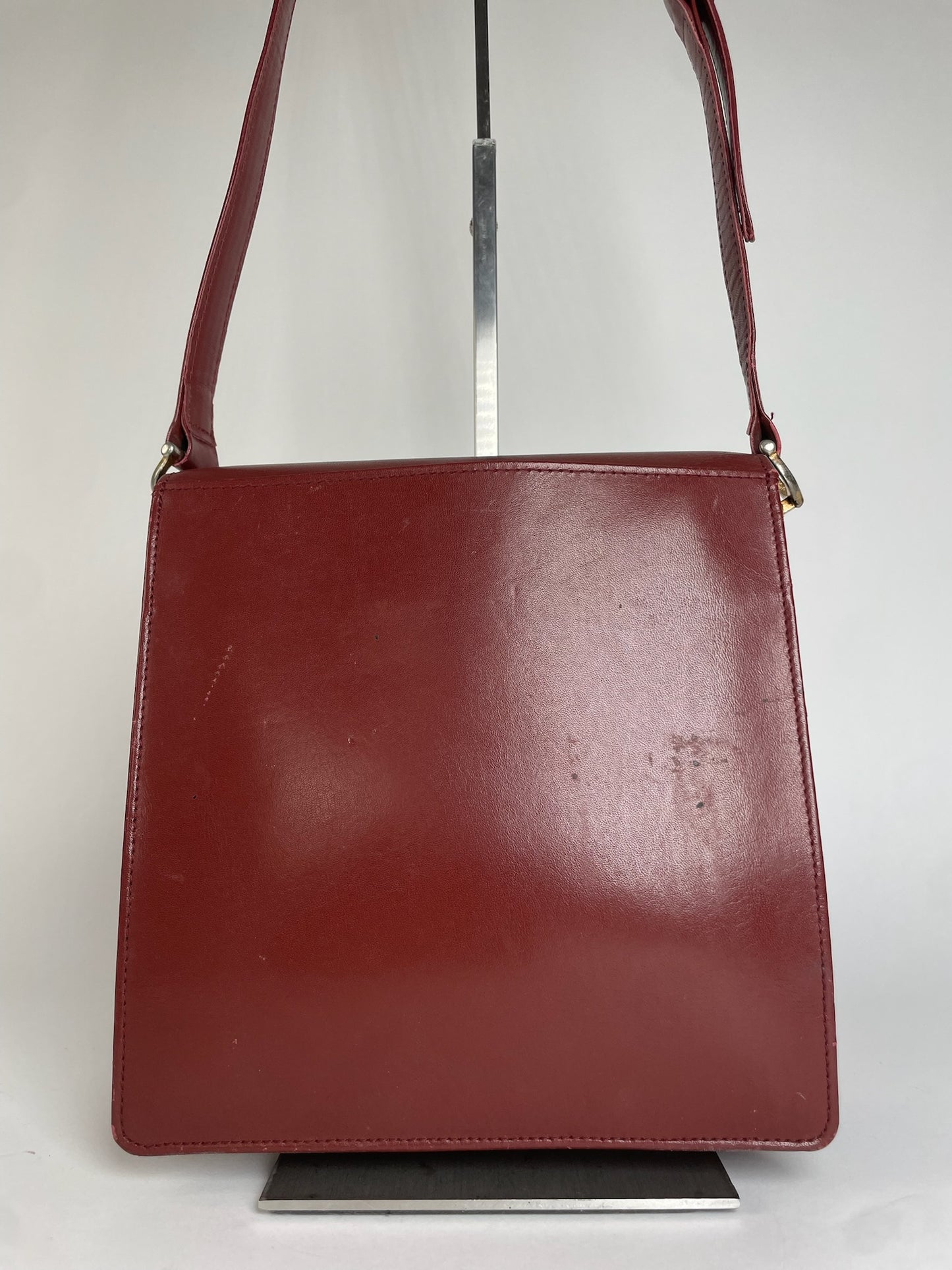 Vintage Cartier Leather Shoulder Bag Burgundy