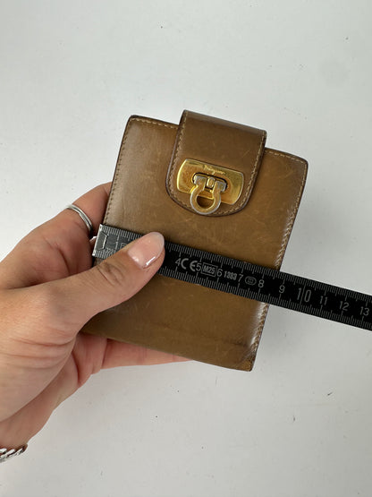 Vintage Salvatore Ferragamo Leather Bifold Wallet Late 1990s Tan