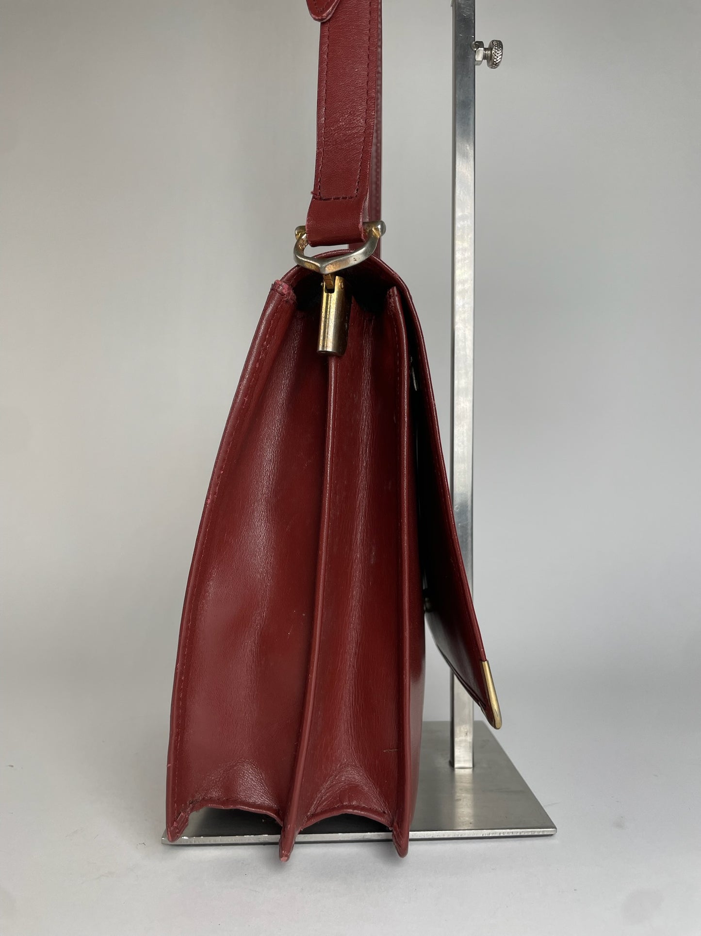 Vintage Cartier Leather Shoulder Bag Burgundy