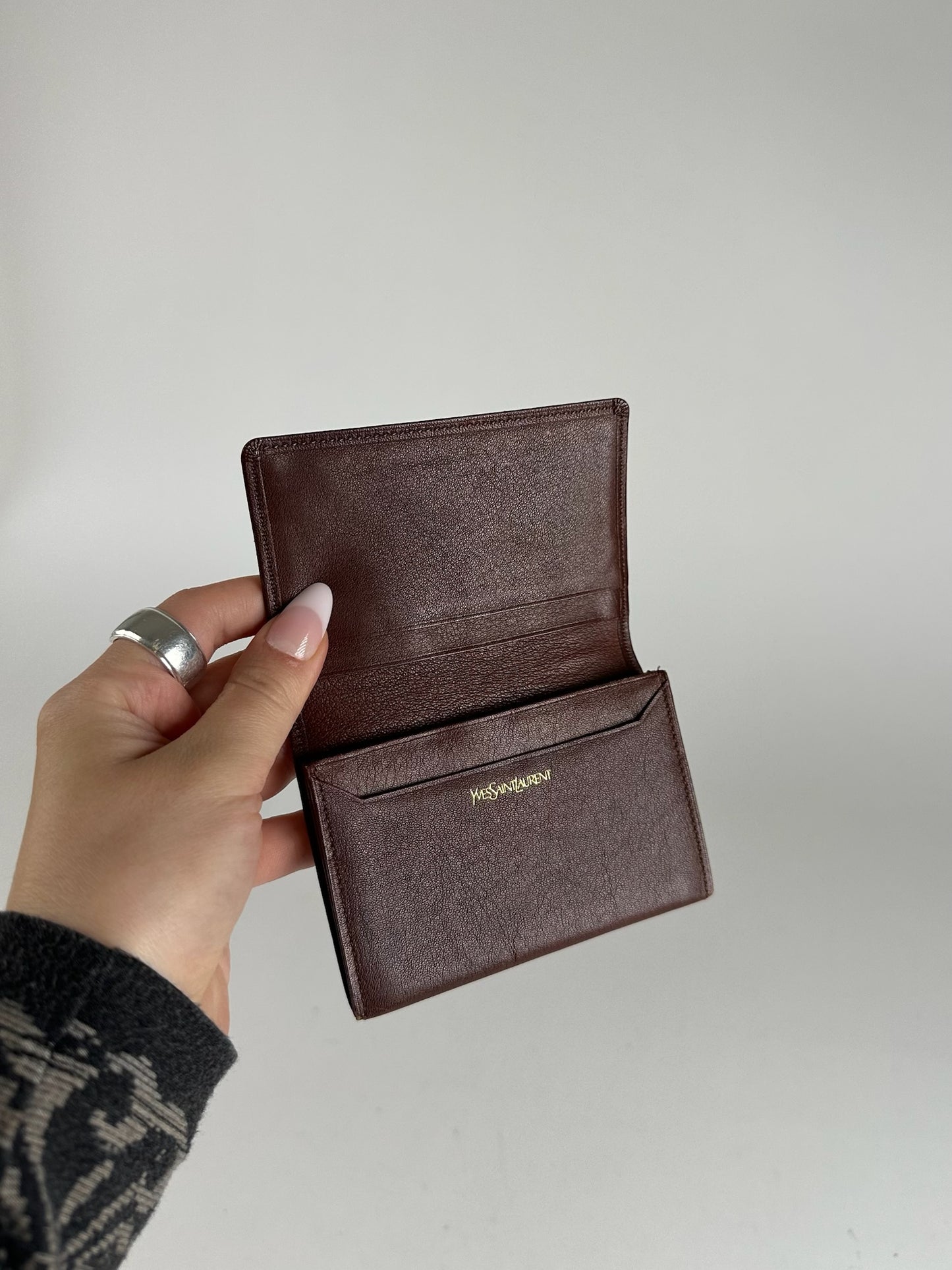 Vintage Yves Saint Laurent Leather Card Holder Brown
