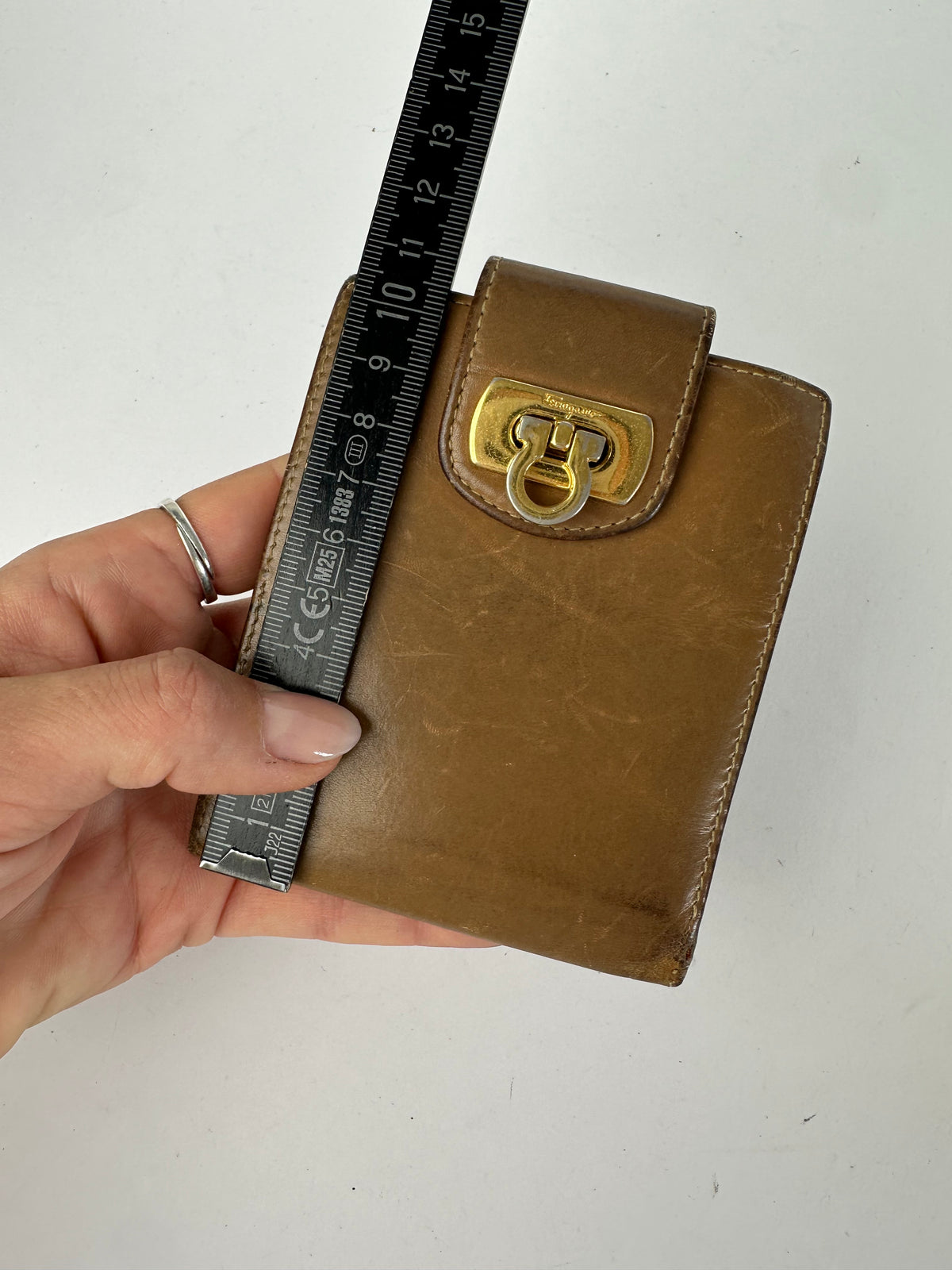 Vintage Salvatore Ferragamo Leather Bifold Wallet Late 1990s Tan