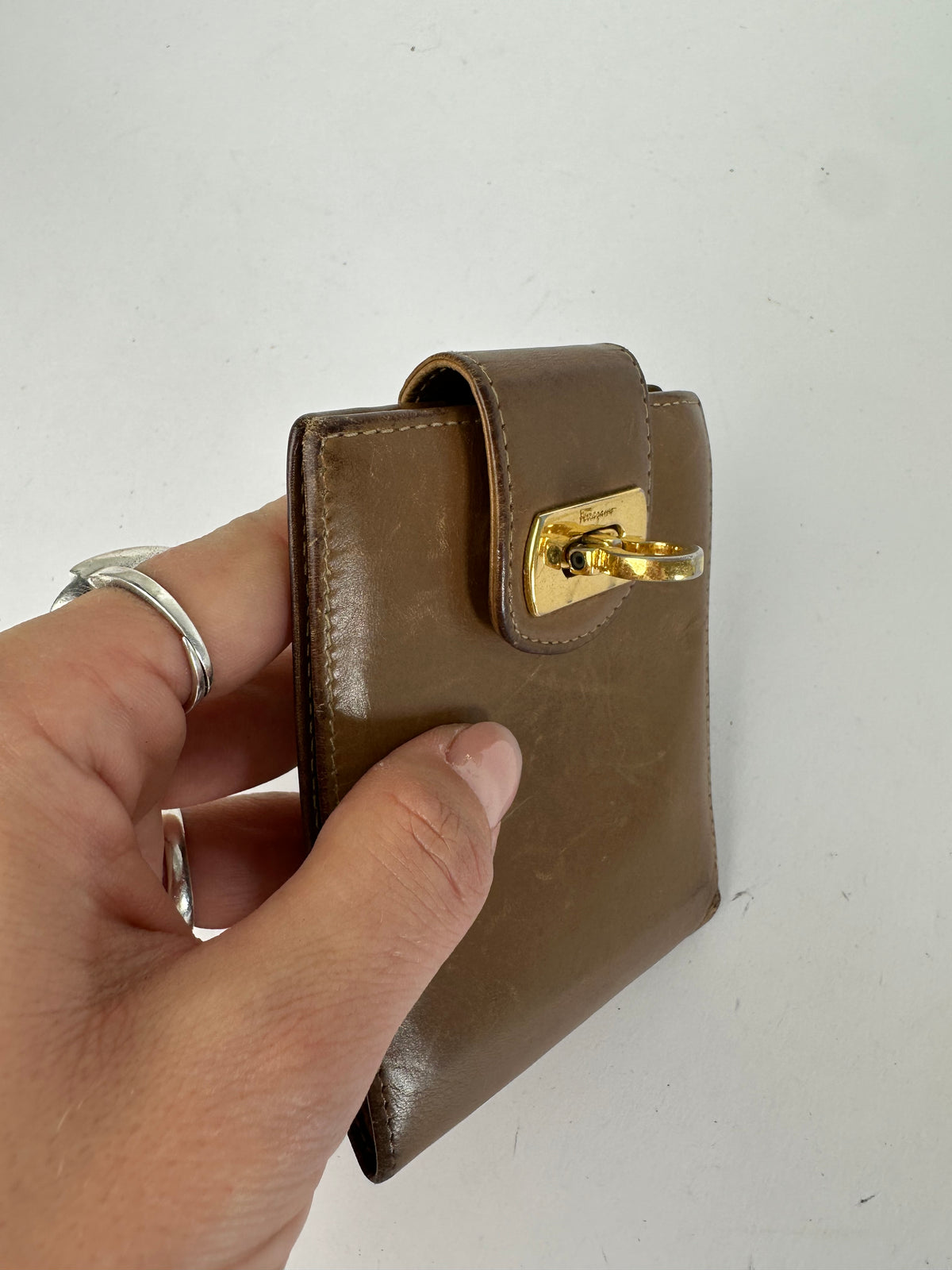 Vintage Salvatore Ferragamo Leather Bifold Wallet Late 1990s Tan