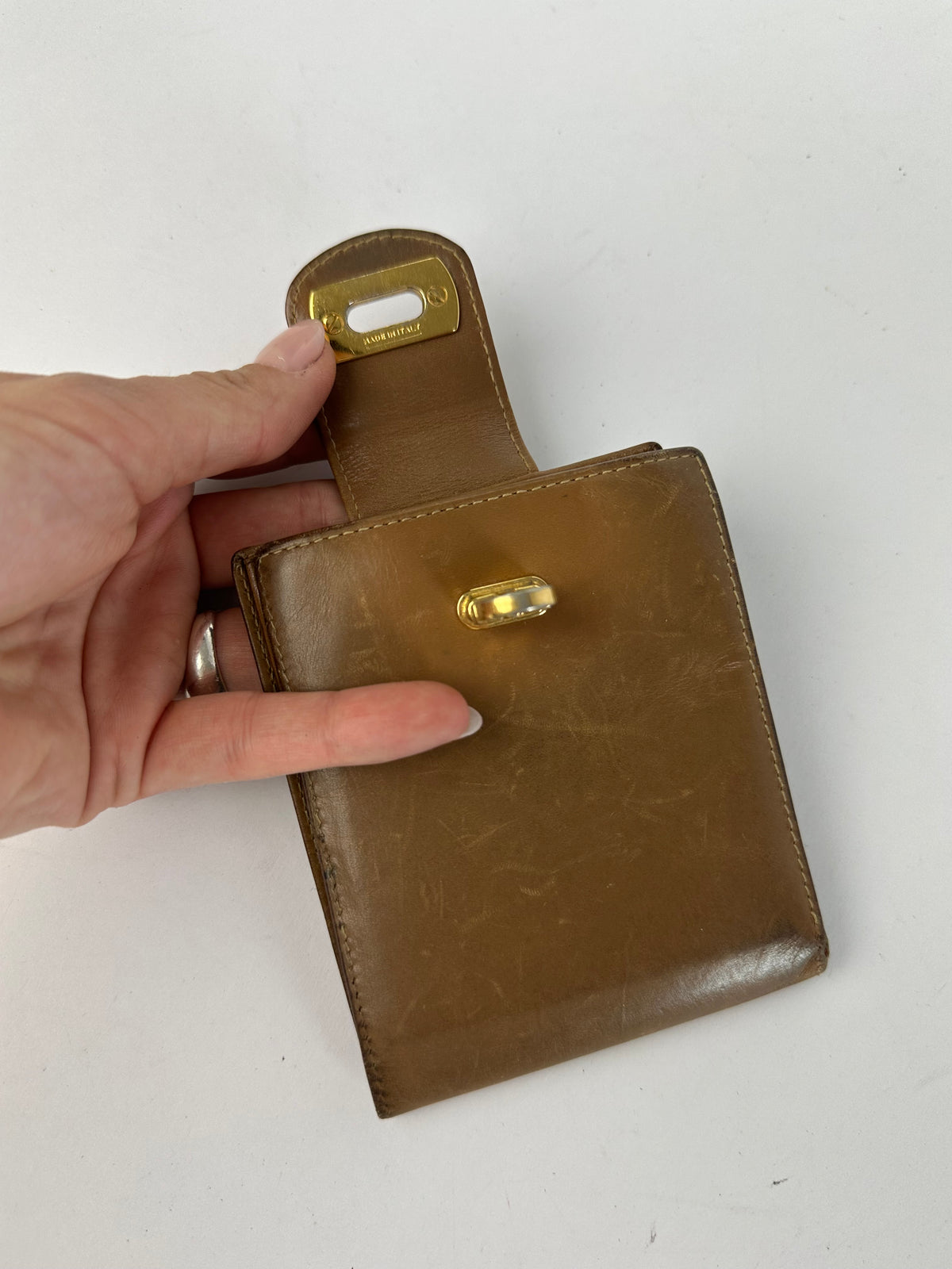 Vintage Salvatore Ferragamo Leather Bifold Wallet Late 1990s Tan