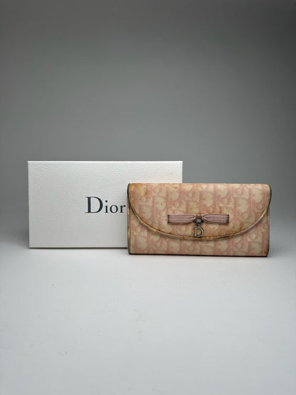 Vintage Dior oblique saddle leather wallet pink
