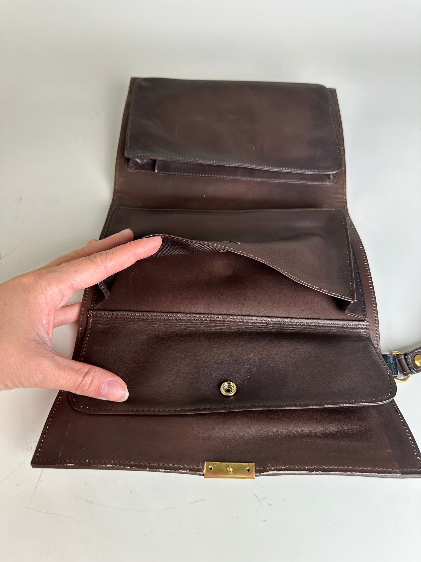 Vintage Loewe Jacquard Canvas Clutch Bag Brown Black