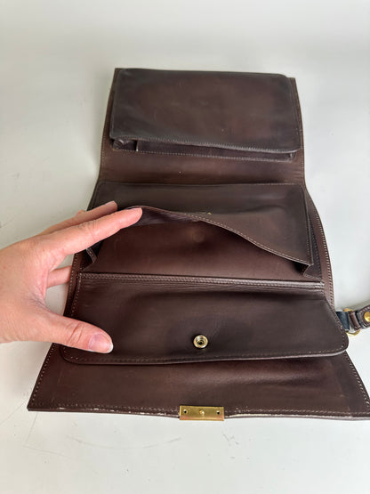 Vintage Loewe Jacquard Canvas Clutch Bag Brown Black