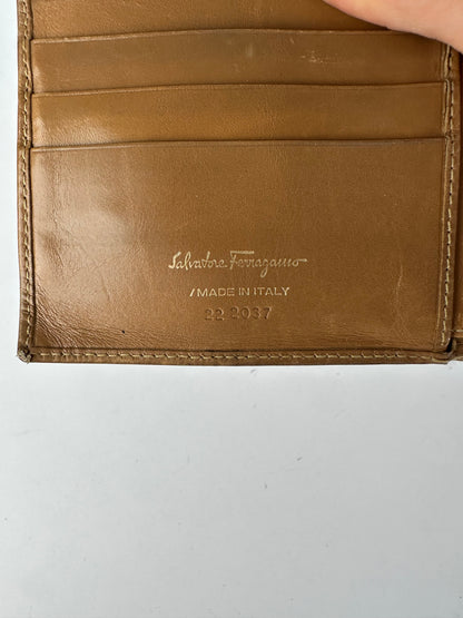Vintage Salvatore Ferragamo Leather Bifold Wallet Late 1990s Tan
