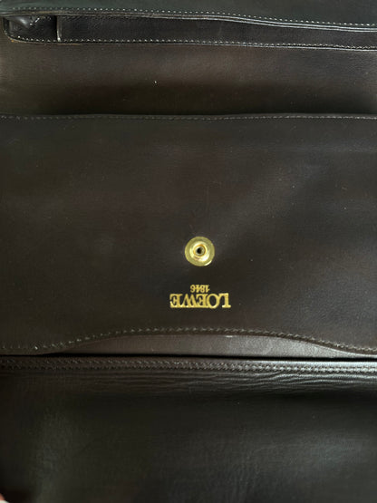 Vintage Loewe Jacquard Canvas Clutch Bag Brown Black