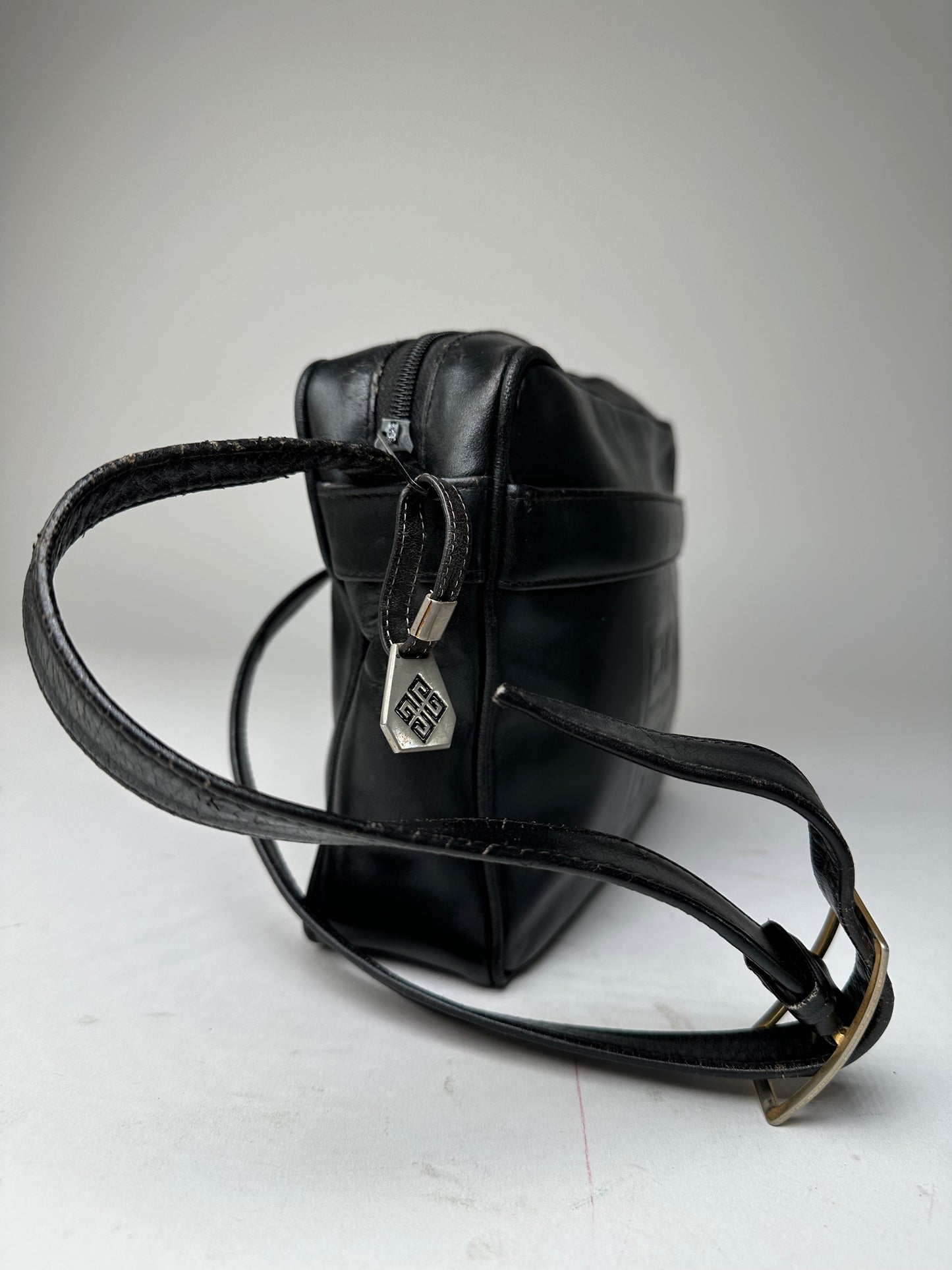 Vintage Givenchy 4G Smooth Leather Crossbody Shoulder Bag Black