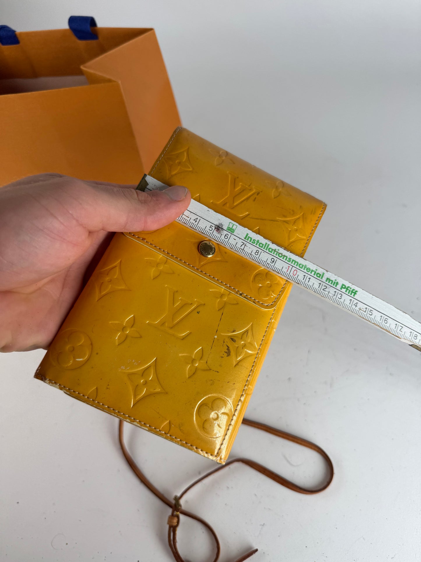 Vintage Louis Vuitton Vernis Leather Messenger Bag Yellow