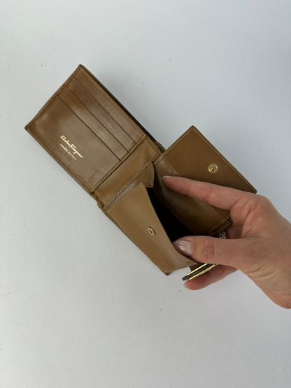 Vintage Salvatore Ferragamo Leather Bifold Wallet Late 1990s Tan