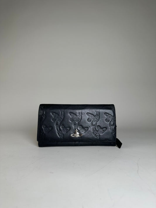 Vintage Vivienne Westwood Leather Wallet Black Silver