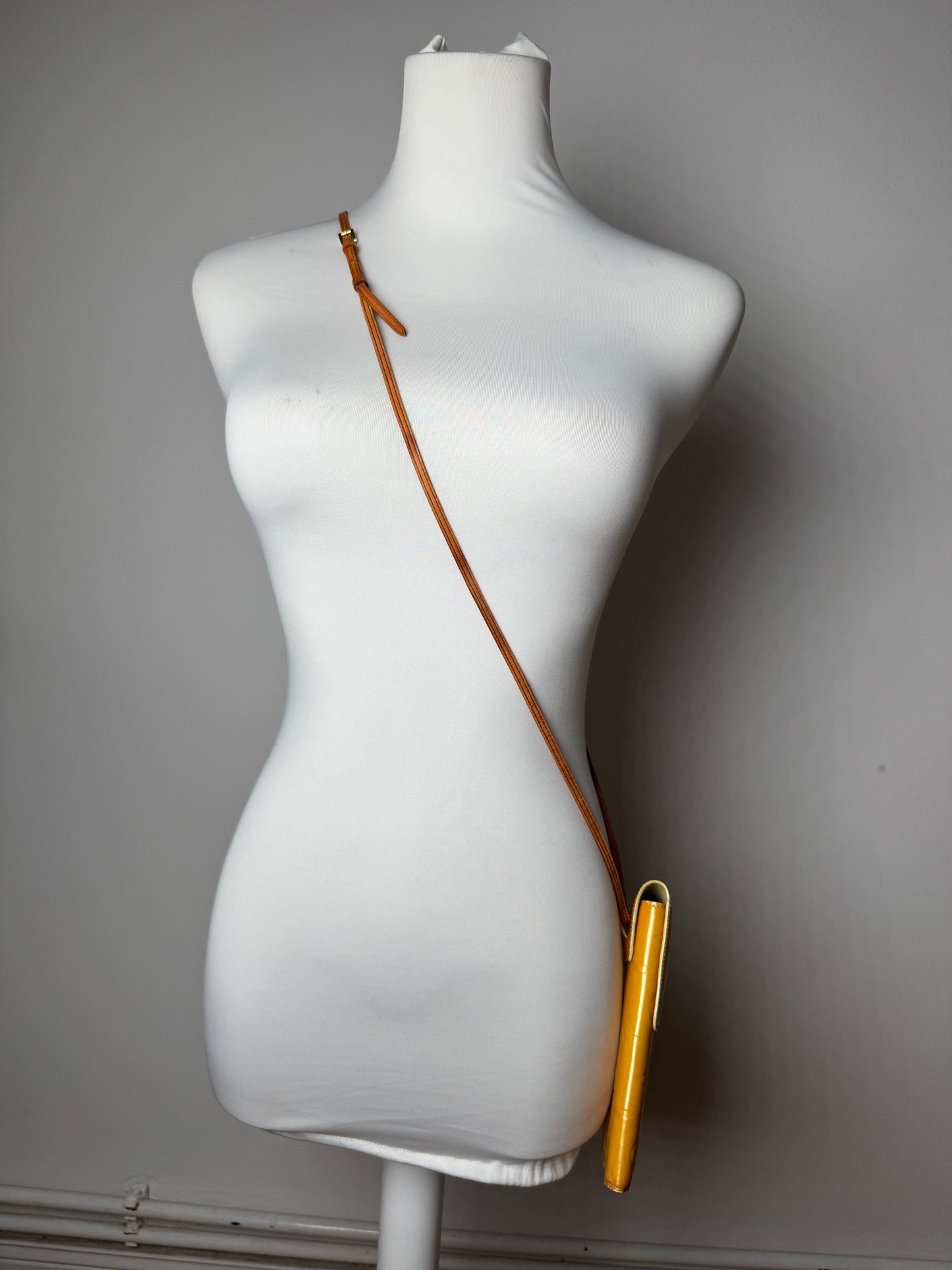 Vintage Louis Vuitton Vernis Leather Messenger Bag Yellow